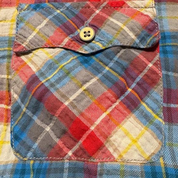 Anthropologie Postage Stamp plaid western style shirt - size 10 - Picture 4 of 8